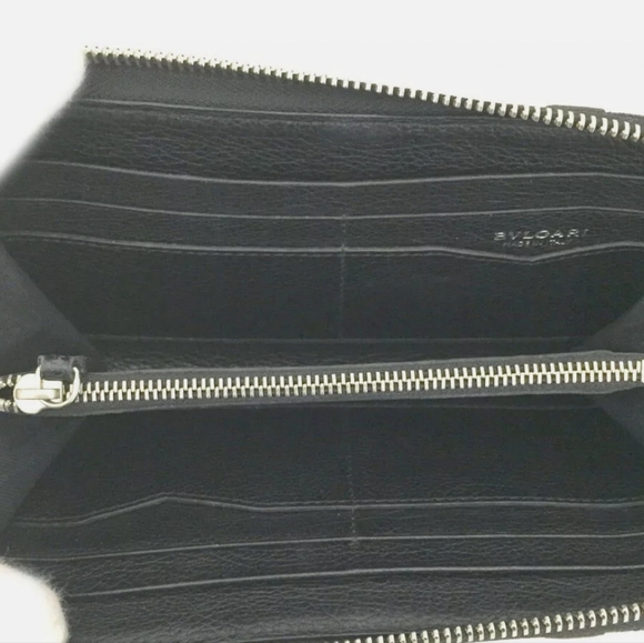 BVLGARI LEATHER CANVAS ZIPPY ZIP AROUND LONG WALLET/P0504. - Picture 7 of 13